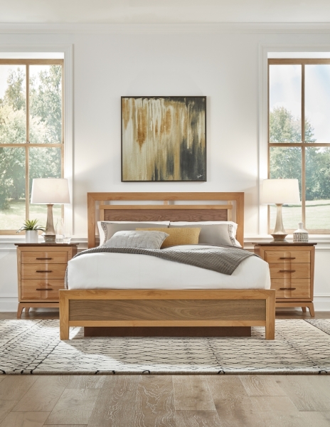 Alder and Walnut Addison Panel Bed