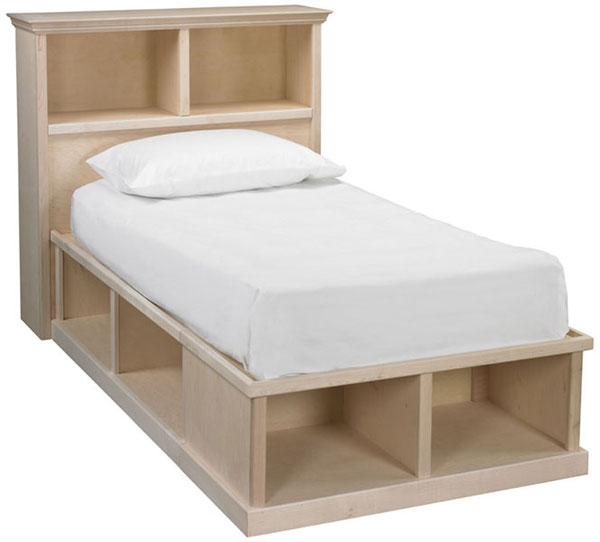 Roma Twin Cubby Bed and Bookcase Headboard Bare Woods Furniture